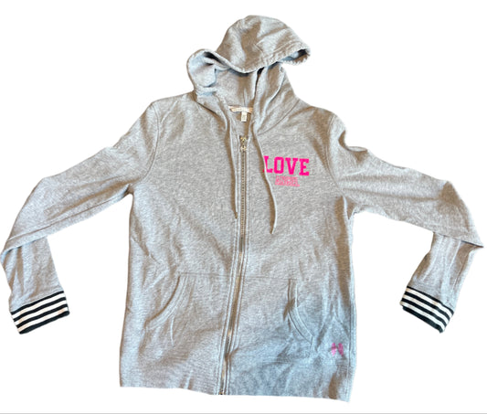 Pink Love Zip Up Hoodie Sweatshirt - Small - 18" x 23"