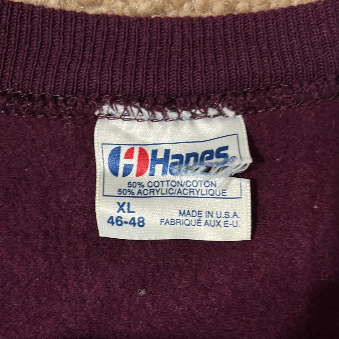 90’s Hanes Blank Plum Crewneck Sweatshirt - Large - 23.5” x 26.5”