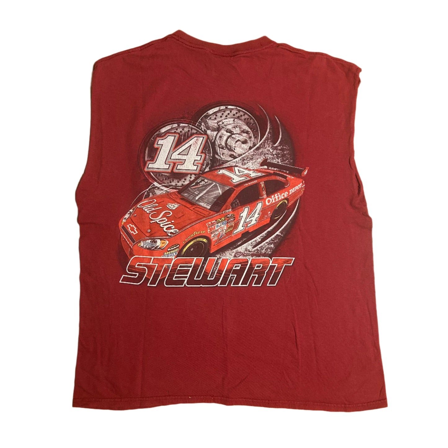 NASCAR Winner's Circle #14 Kyle Stewart Cutoff Tank Top Shirt - Medium - 21” x 26”