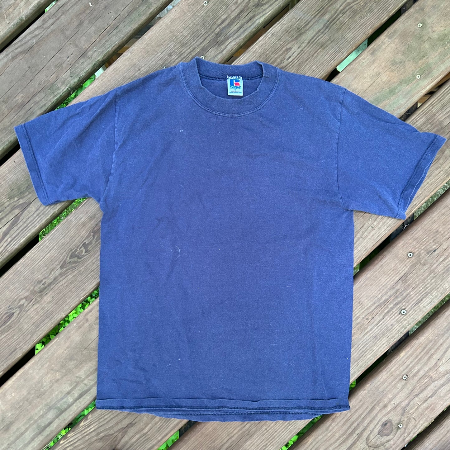 80/90’s Russell Athletics Navy Blank Tshirt - Small - 18” x 25”