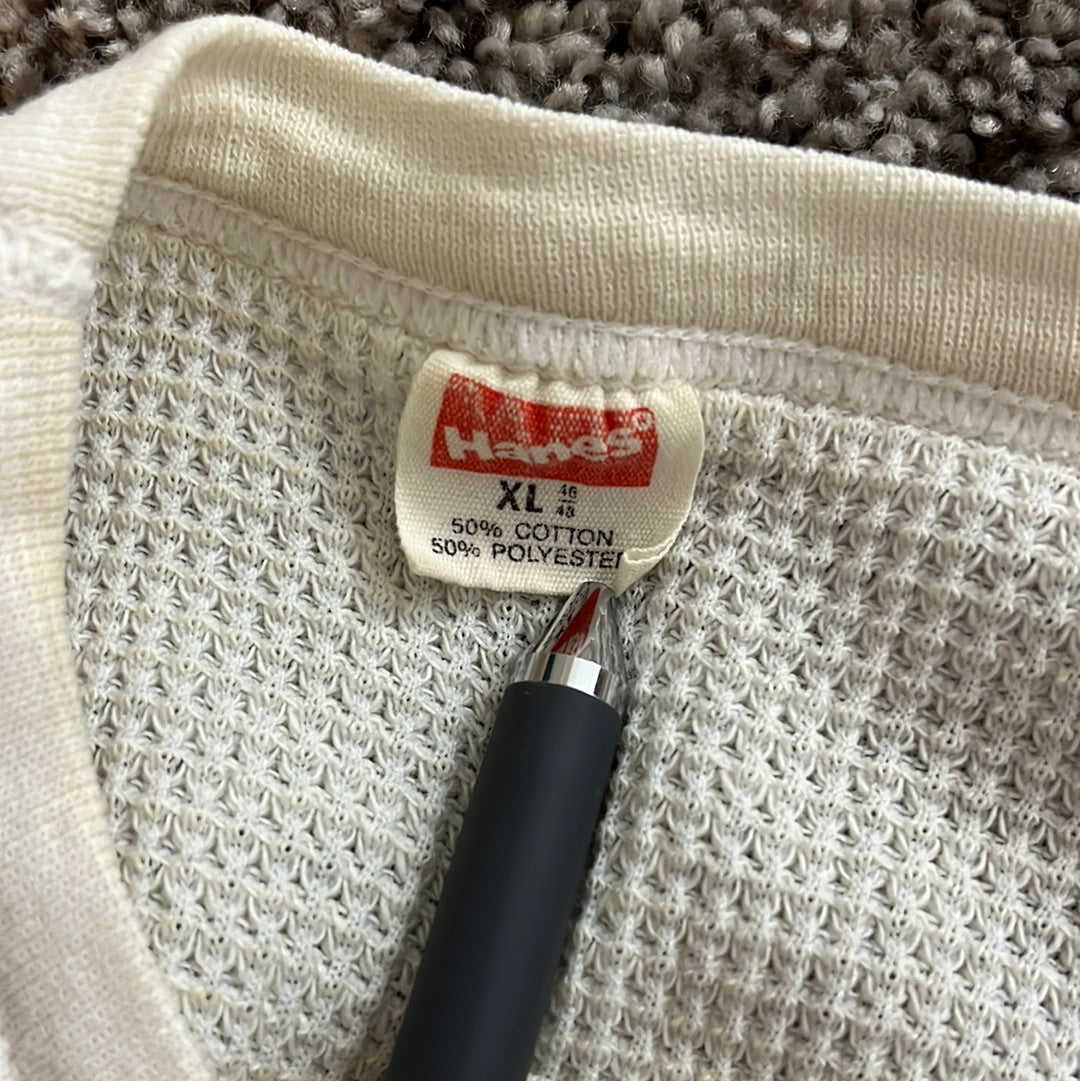 80's Hanes Thermal Longsleeve - Tagged XLarge - 15” x 28”