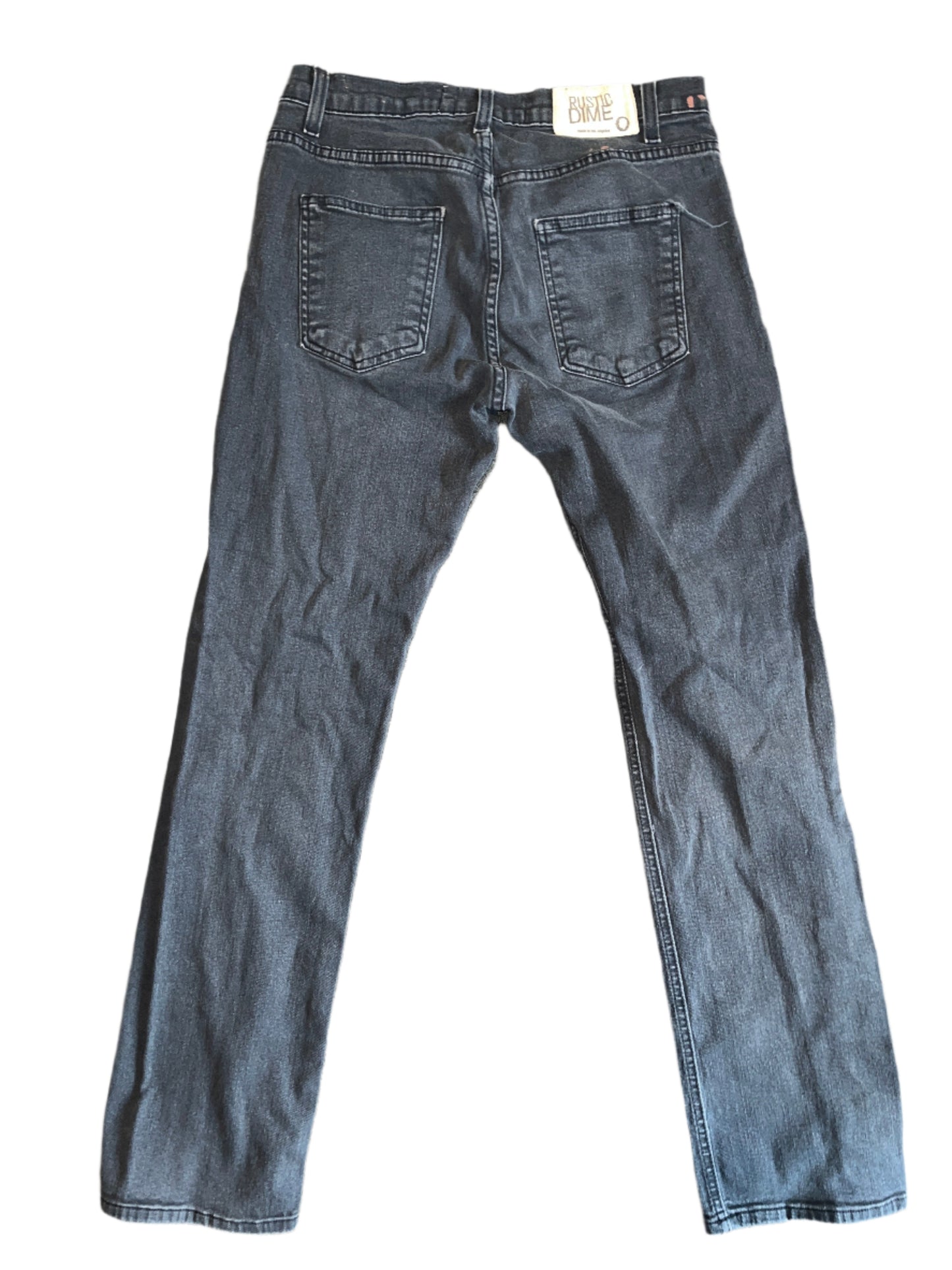 Rustic Dime Black/Navy Skinny Jeans Denim Made in Los Angeles - 30" x 30.5"