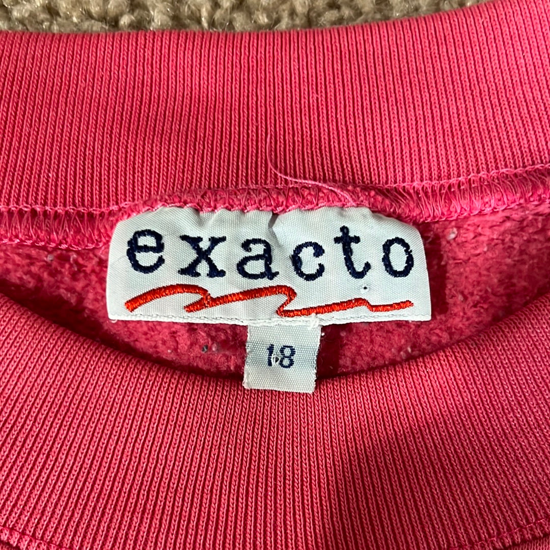 80’s Exacto Blank Pink Boxy Crewneck Sweatshirt - XLarge - 25” x 24.5”