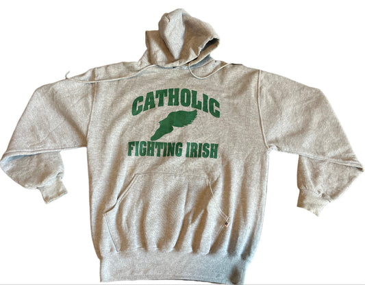 00's Russell Athletics Catholic Fighting Irish Hooded Sweatshirt - XLarge - 24" x 26.5"