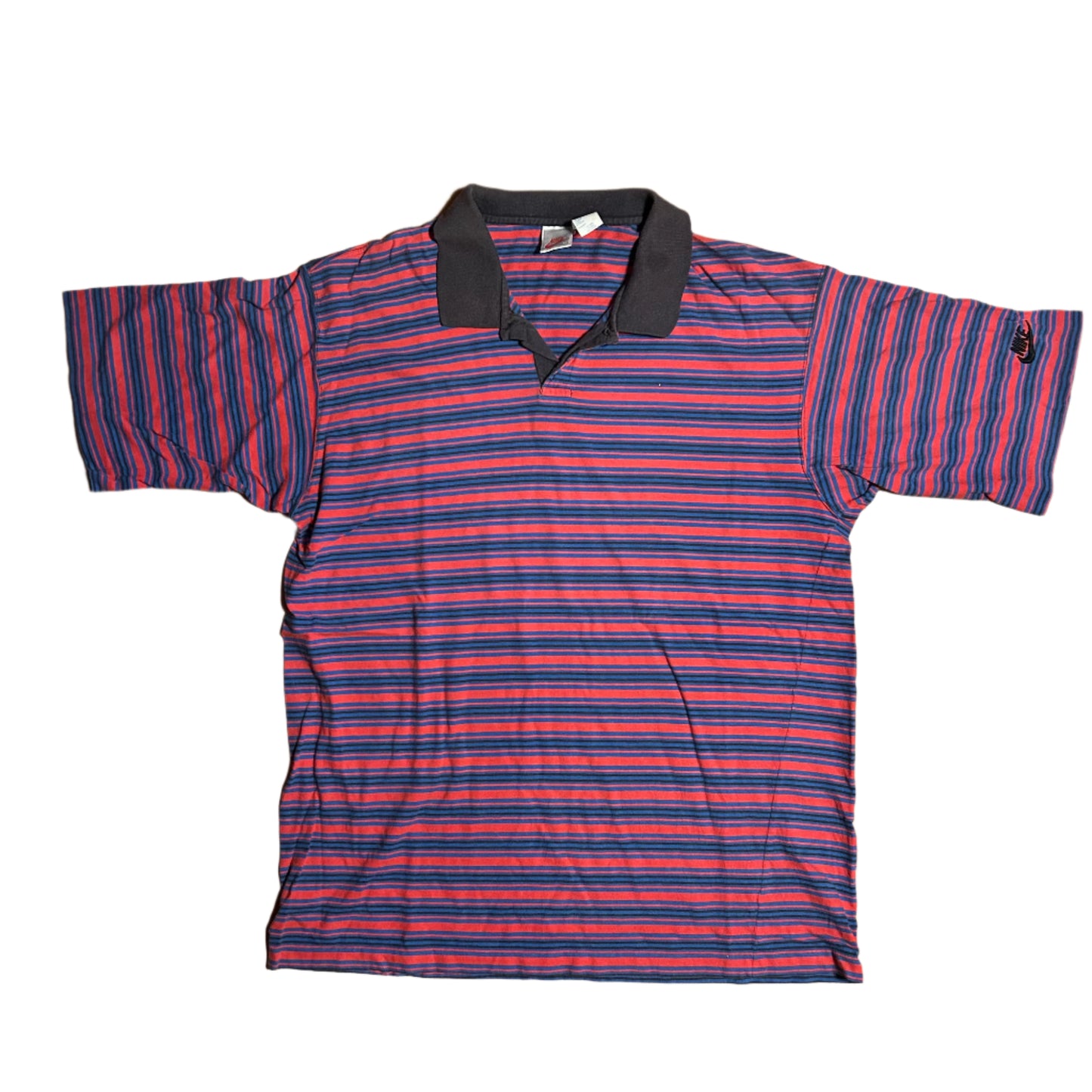 90’s Nike Grey Tag Red Blue Collared Polo Shirt - XLarge - 24” x 29.5”