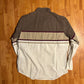 Express Rider Pearl Snap Brown Grey White Western Multicolor Blocked Button Up Down Shirt - XLarge - 24” x 30”