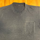 80/90’s Single Stitch Distressed Sun Faded Navy Thin Blank Pocket Tshirt - Large - 22” x 27”