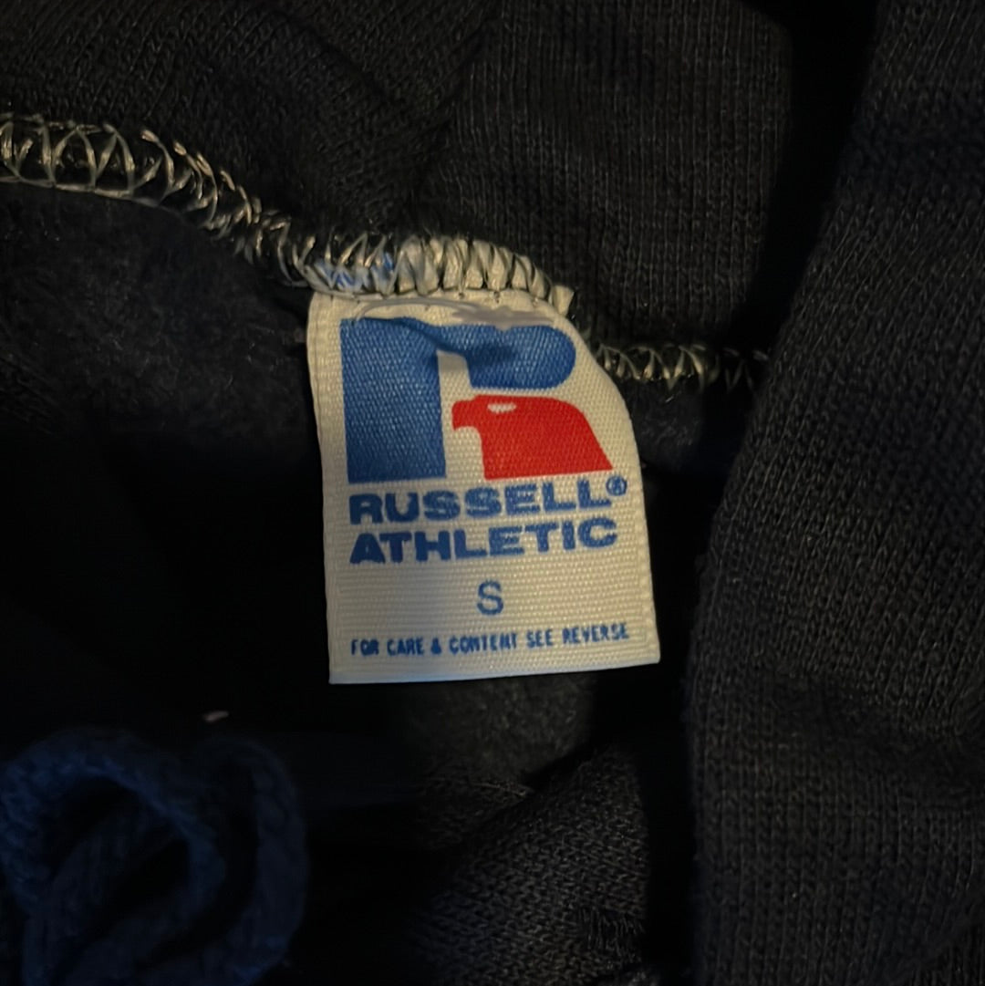 80’s Russell Athletic Blank Navy Hoodie Sweatshirt - Small - 18.5” x 24”