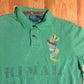 Polo Ralph Lauren Cotton Himal Lion Tiger Embroidered Custom Green Collared Short Sleeve Polo Shirt - Large - 23” x 27”