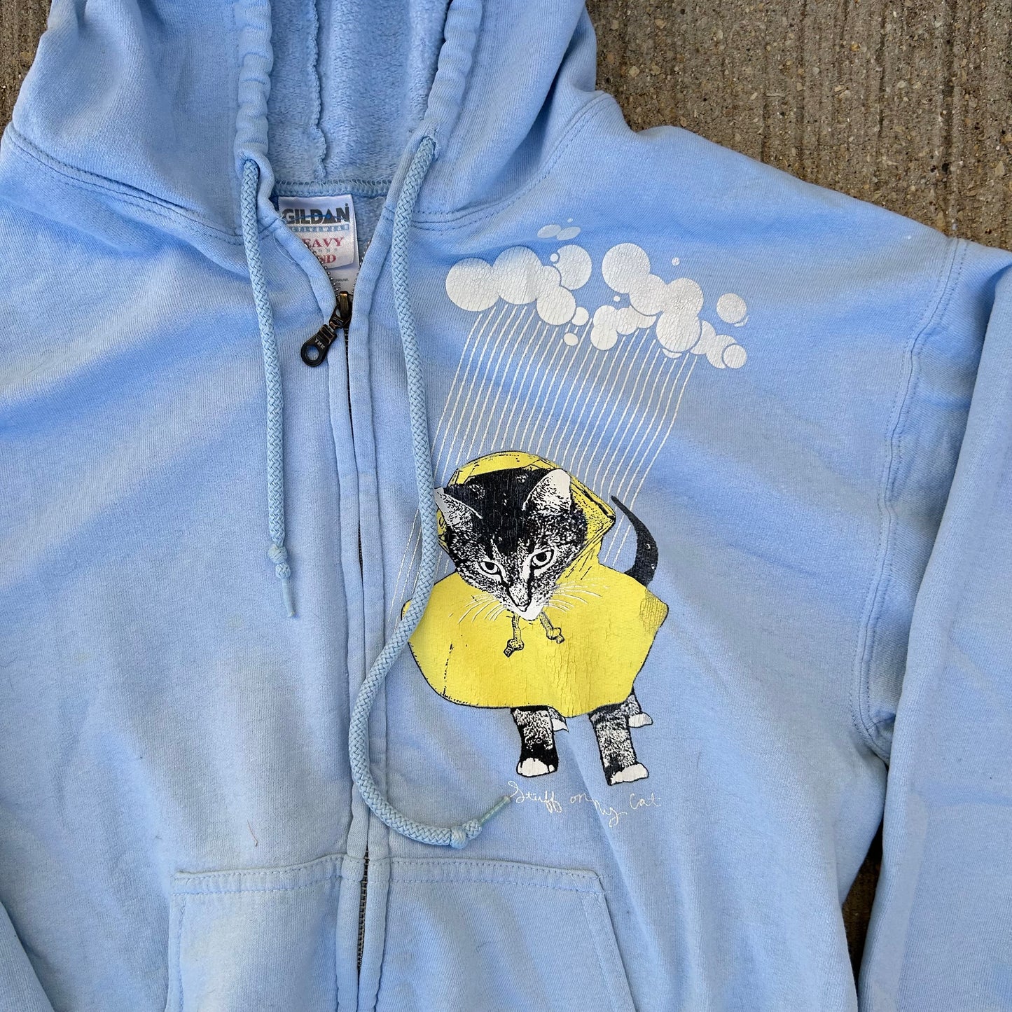 00’s Gildan Stuff on My Cat Zip Up Hooded Sweatshirt - Small - 19" x 23"