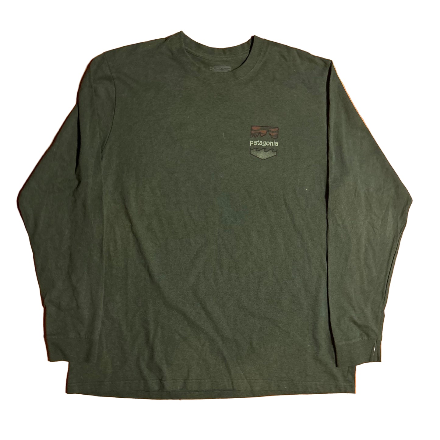 Patagonia Phartagonia Logo Green Longsleeve Shirt - Large - 22.5” x 28”