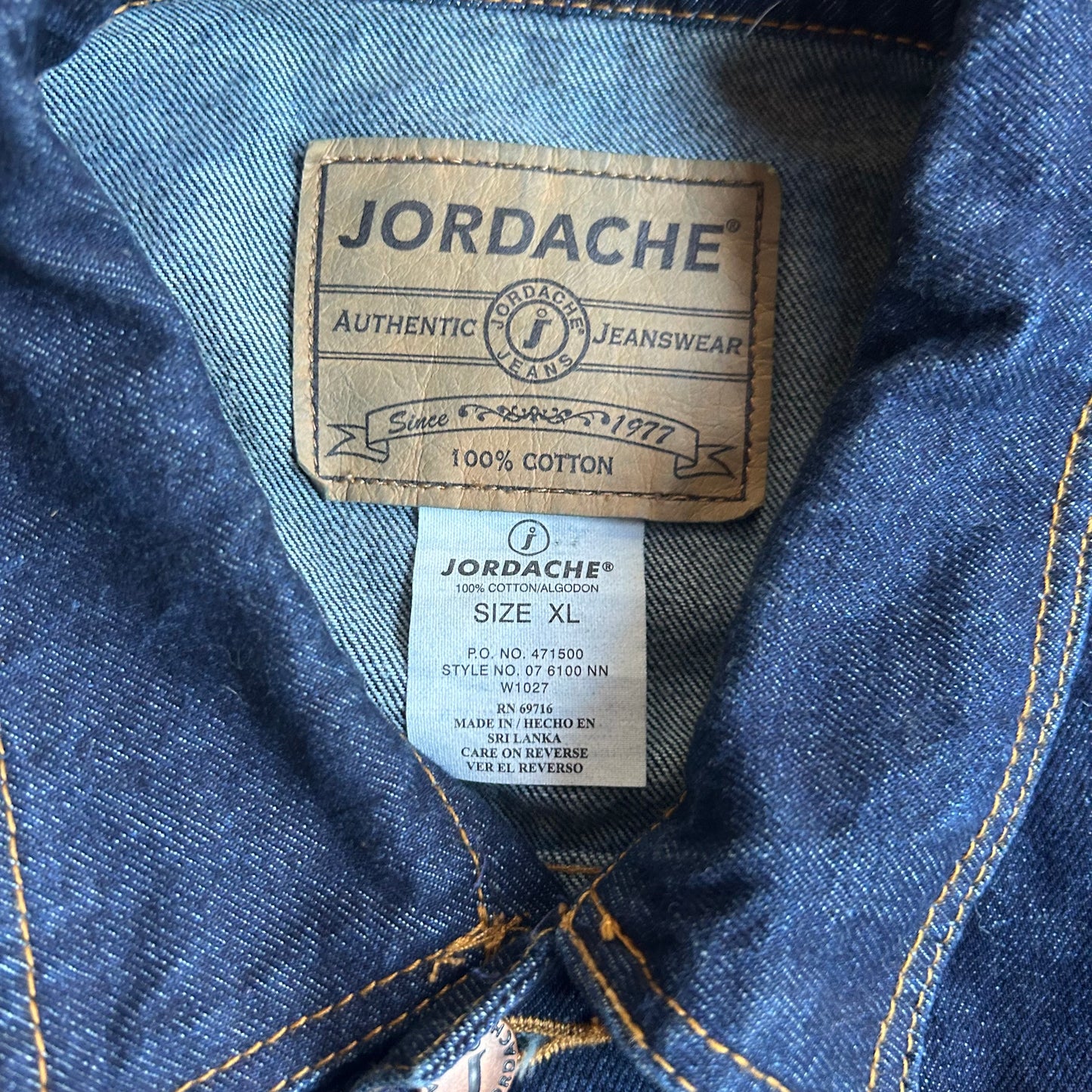 Jordache Denim Jean Jacket Coat - XLarge - 25” x 30”