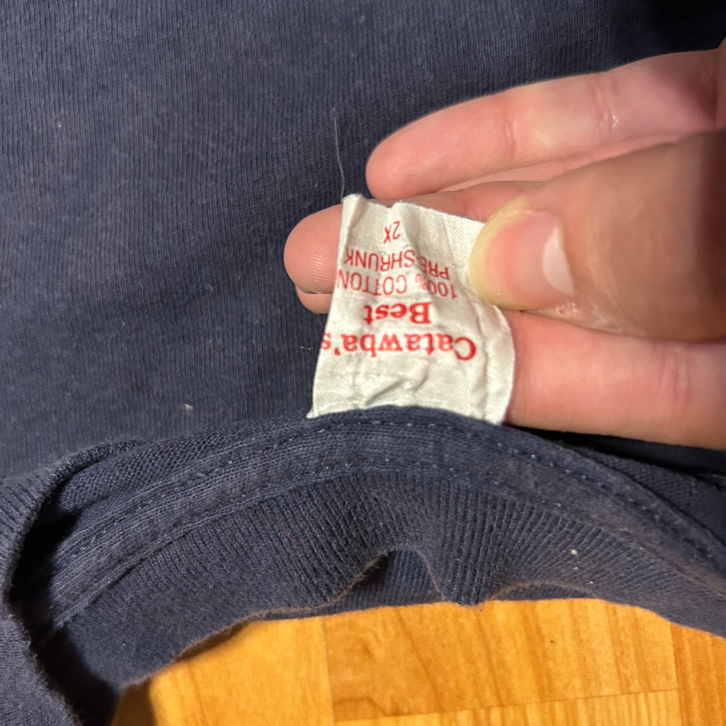 90’s Catawba’s Best Cotton Boxy Navy Blank Tshirt - XLarge - 25” x 29”