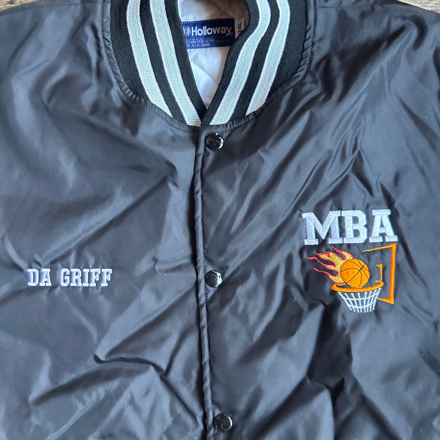 90/00’s Holloway MBA Da Griff Basketball Lined Bomber Jacket Coat - Boxy XLarge - 26” x 27”