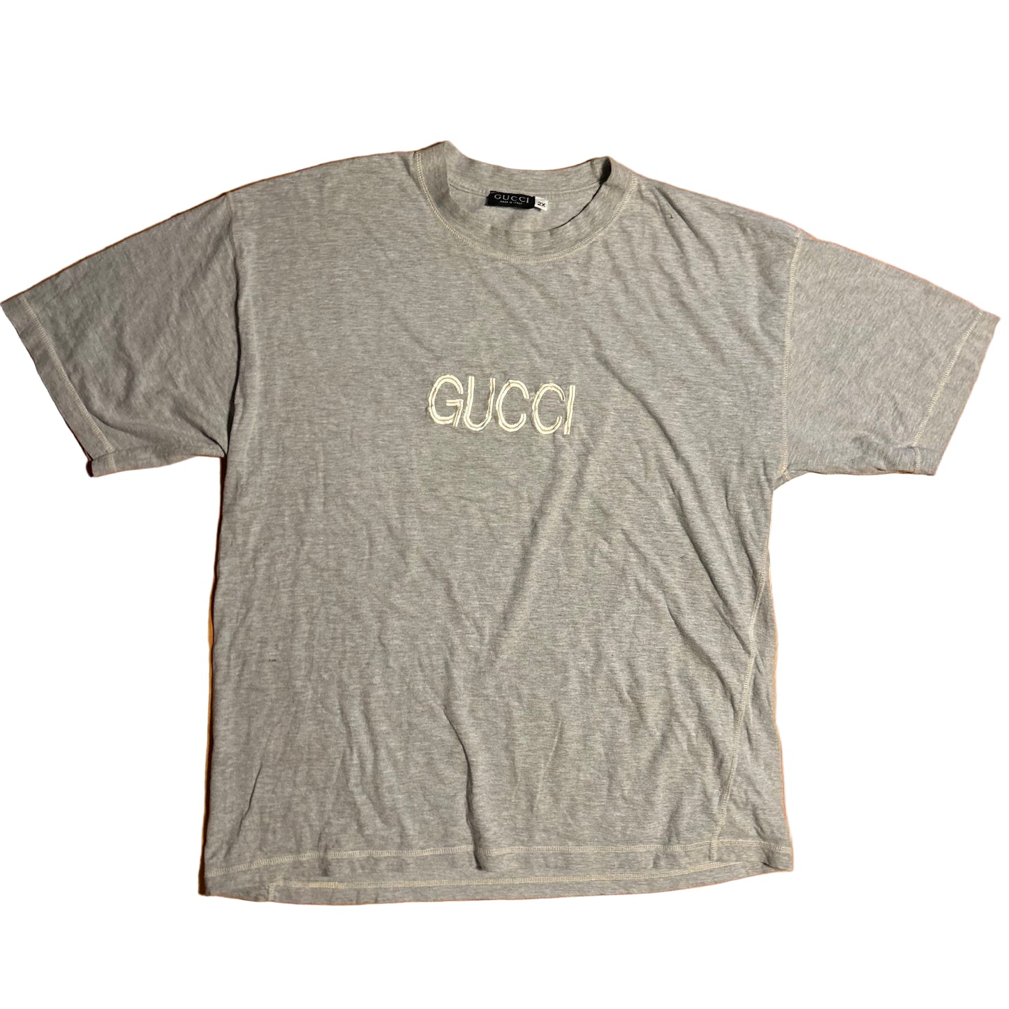 Gucci Made in Italy Embroidered Grey Gray Tshirt - XLarge - 25” x 31”
