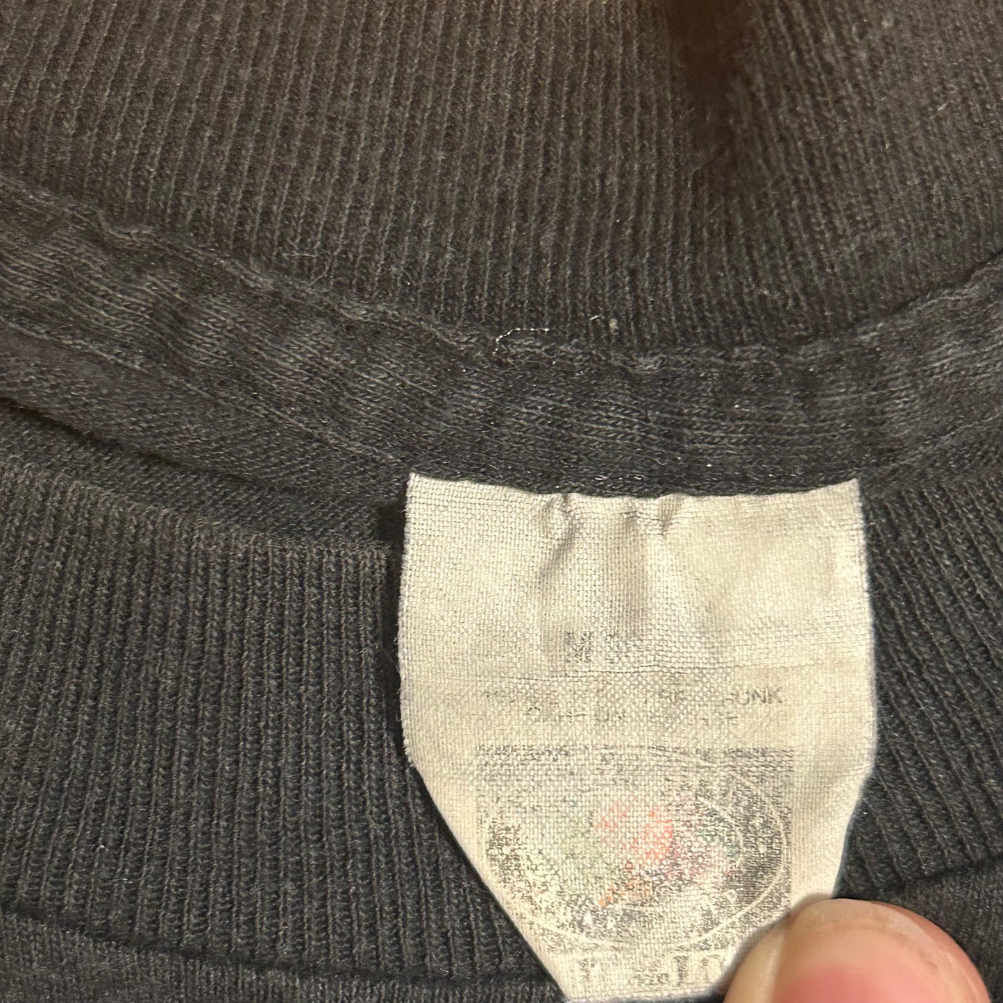 90’s FOTL Blank Black Single Stitch Faded Pocket Tshirt - Small - 18” x 27.5”