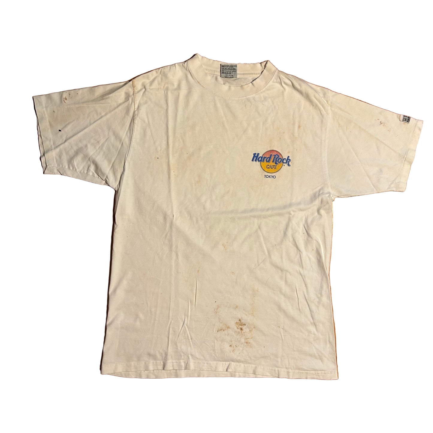 Hard Rock Cafe Heavy Tee Captain of Rock N Roll Tokyo Monkey Motorcycle White Tshirt - Medium - 21” x 30”