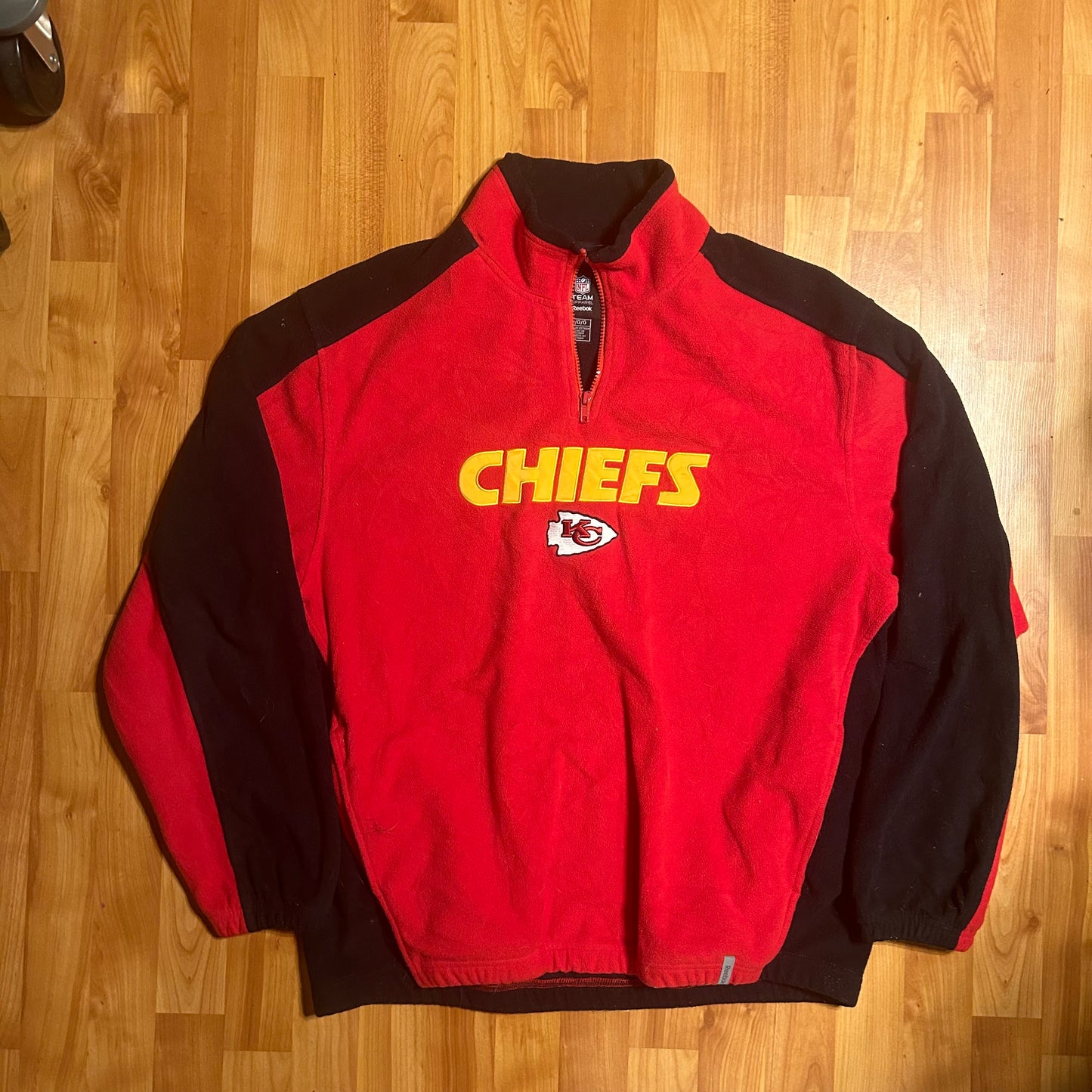 Kansas City Chiefs Quarter Zip Up Fleece Jacket - Large - 23” x 28”