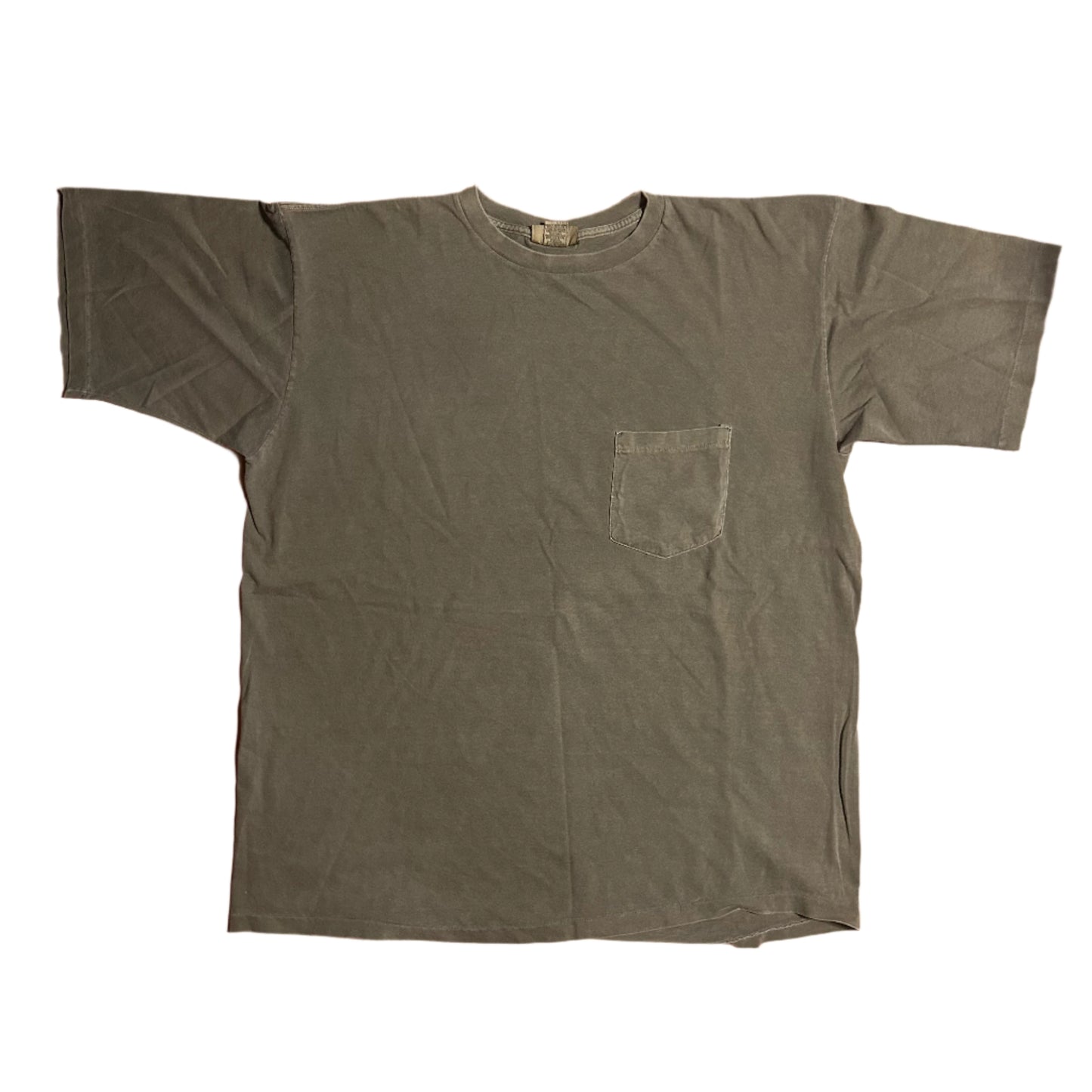 90’s Banana Republic Brown Green Blank Faded Pocket Tshirt - XLarge - 24” x 29”