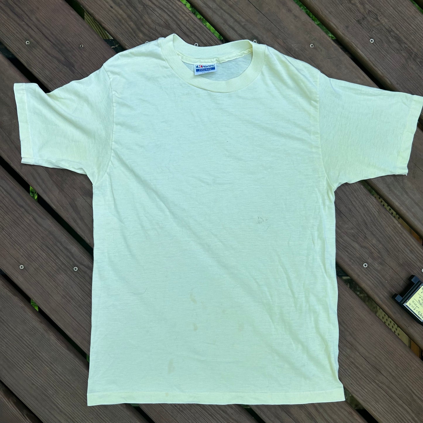 90’s Hanes Fifty Fifty Yellow Blank Tshirt - Small - 18” x 27”