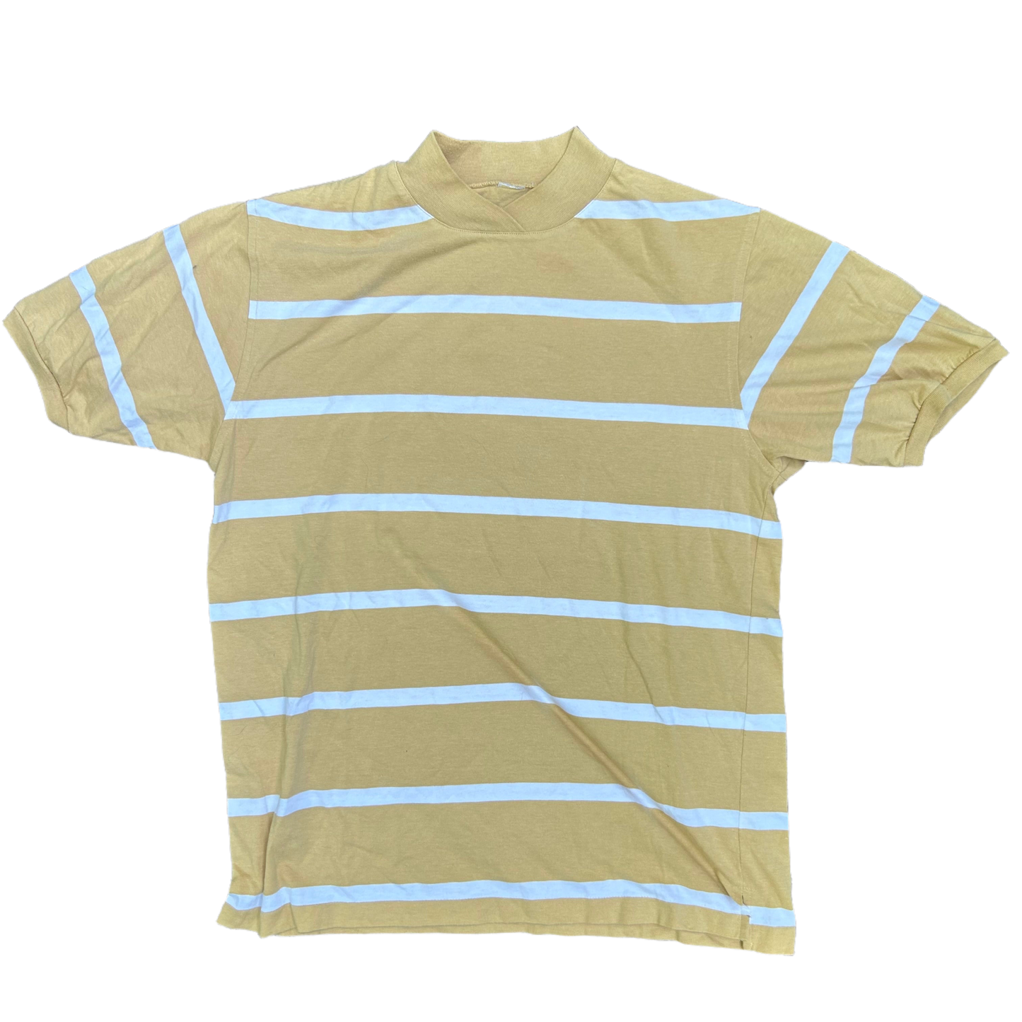 80/90’s Yellow Striped Blank Ringer Tshirt - Medium - 19” x 27”