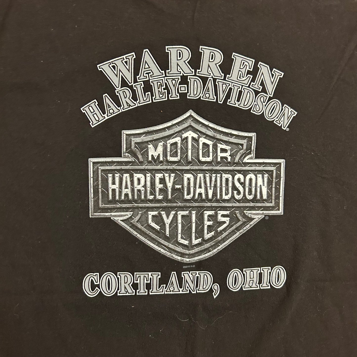 Harley Davidson Motorcycles Warren 2018 Cortland Ohio Skull Black Tshirt - Medium - 21.5" x 28"