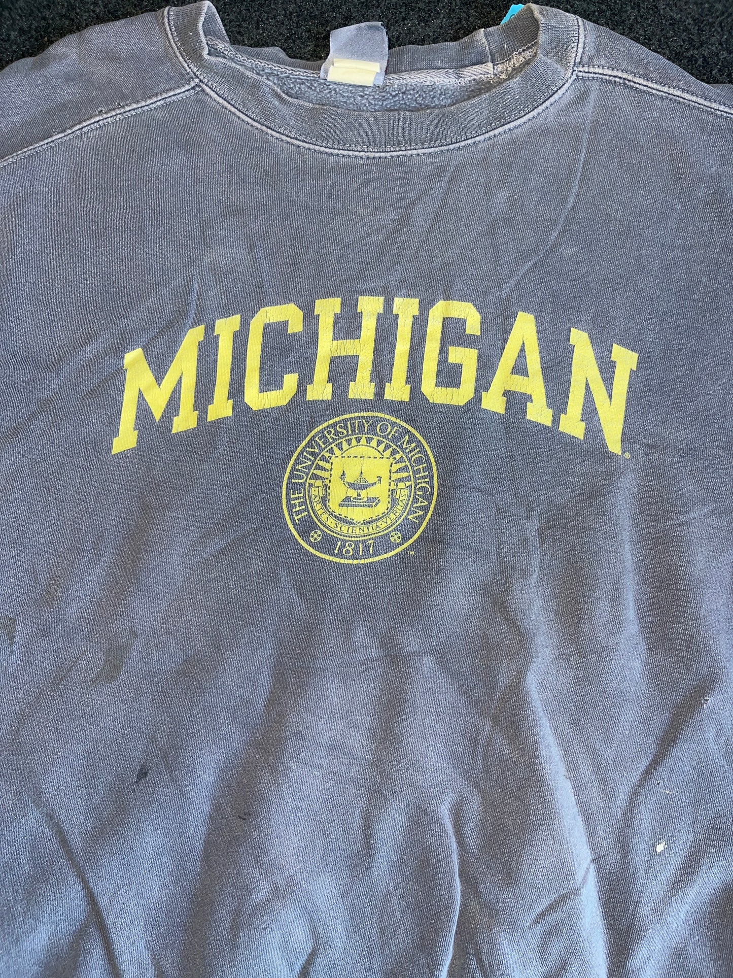 Champion Weathered Classics Michigan Wolverines University College Crewneck Sweatshirt - XLarge - 26" x 27"