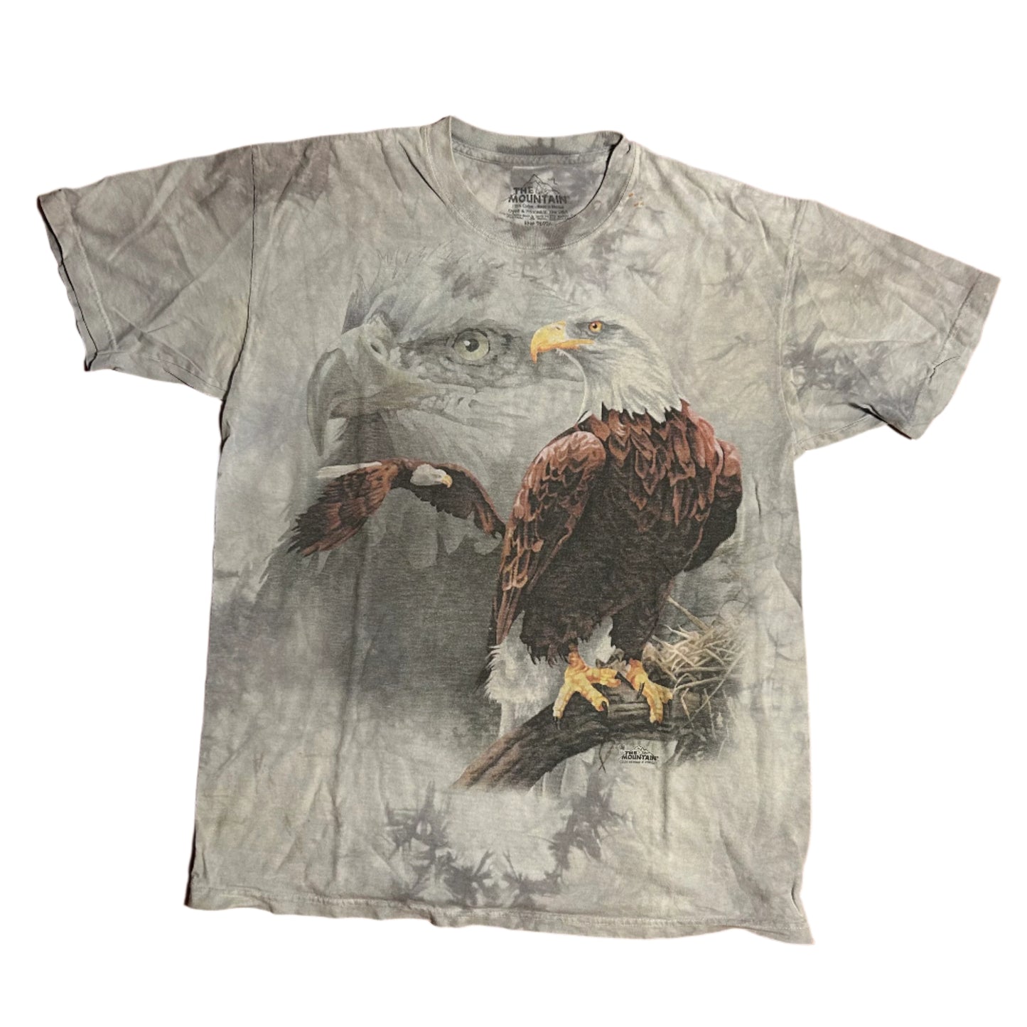 The Mountain Eagle Grey White Tie Dye Tshirt - Large - 22” x 29”