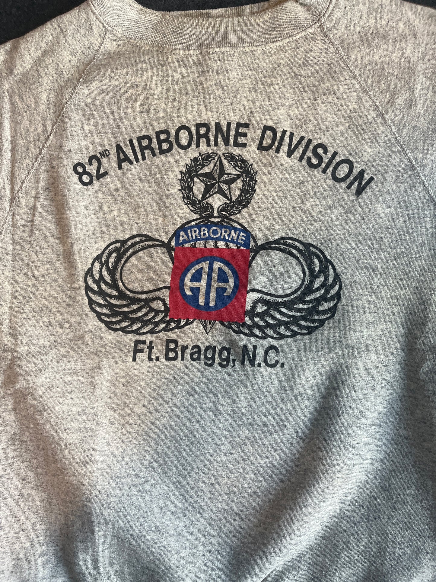 80's Soffee 82nd Airborne Division Fort Bragg NC Short Sleeve Crewneck Sweatshirt - Medium - 21" x 26.5"