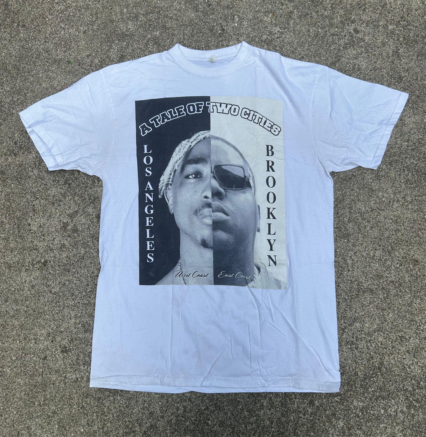 Flying Horse A Tale of Two Cities Rap Biggie Tupac Tshirt - XLarge - 23” x 34”