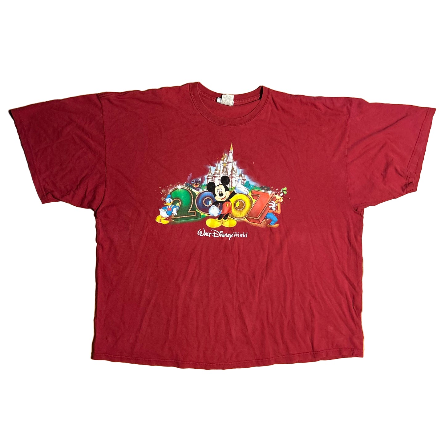 Walt Disney World 2007 Red Maroon Mickey Tshirt - XLarge - 28.5” x 30”