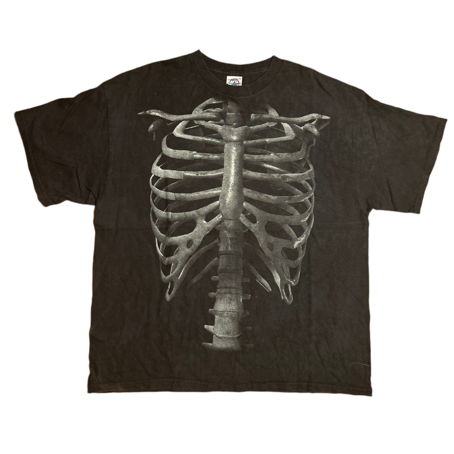Delta Pro Weight Skull Skeleton Bones Ribs XRay Black Grey Faded Cotton Tshirt - Large - 23" x 28"