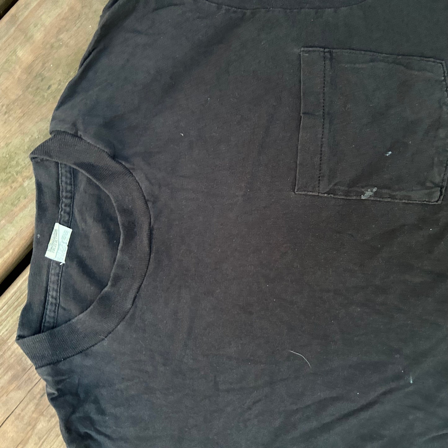 90’s FOTL Blank Black Pocket Tshirt - Small - 19” x 28”