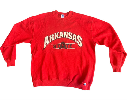 80's Russell Athletics Arkansas State Crewneck Sweatshirt - Large - 23" x 26"