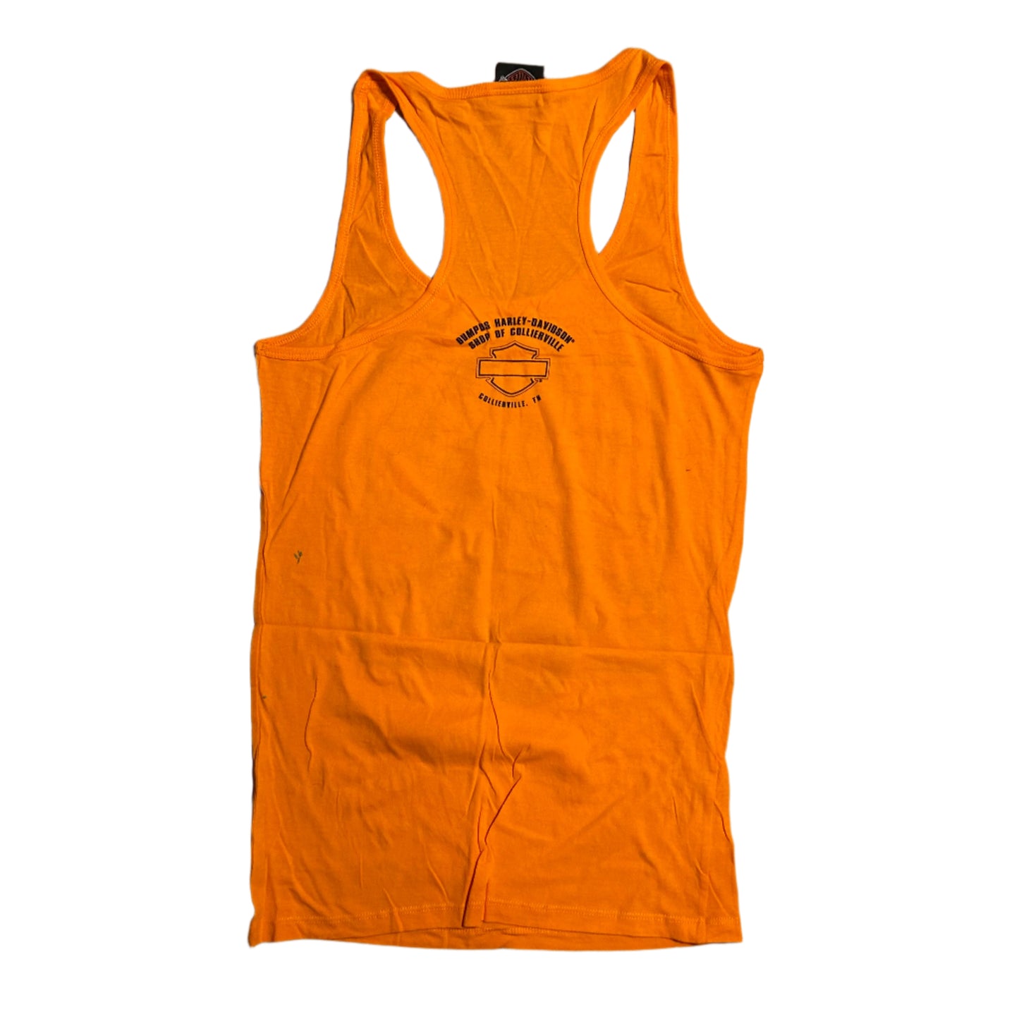 Harley Davidson Motorcycles Collierville Tennessee Summer Rally 92 Bikes Babes Bands Speedway Meadows Orange Tank Top Shirt - XSmall - 16" x 28"