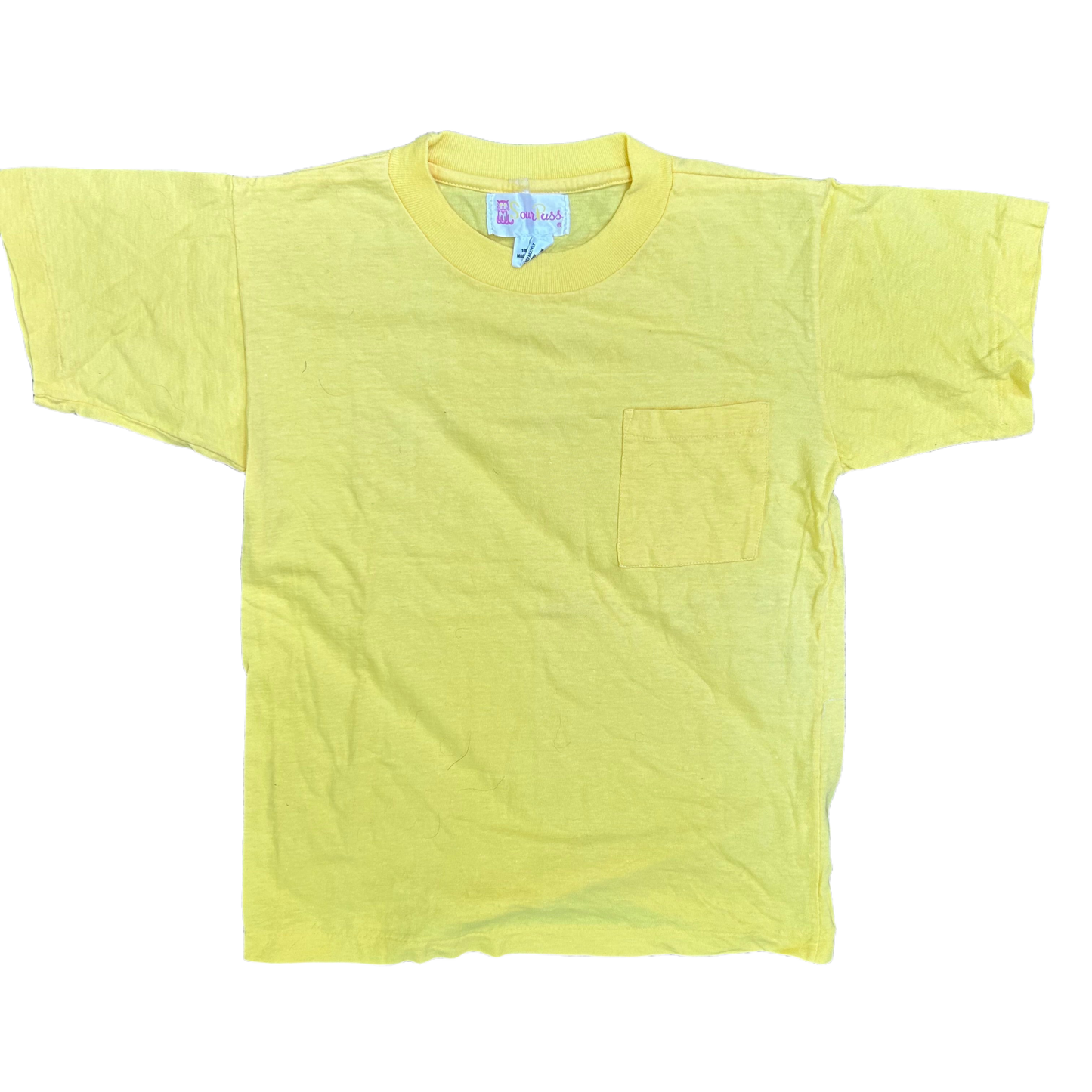 Sour Puss Blank Yellow Pocket Tshirt - XSmall - 15” x 21”