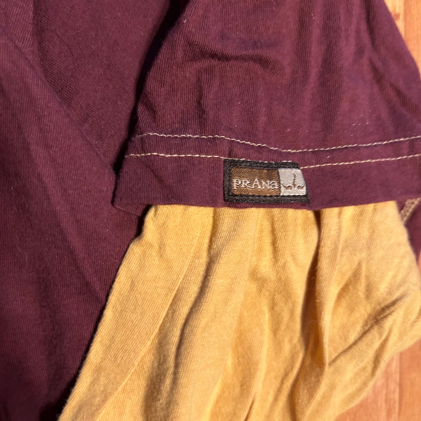 90’s Prana Longsleeve Maroon Yellow Blank Shirt - Medium - 21.5” x 27.5”