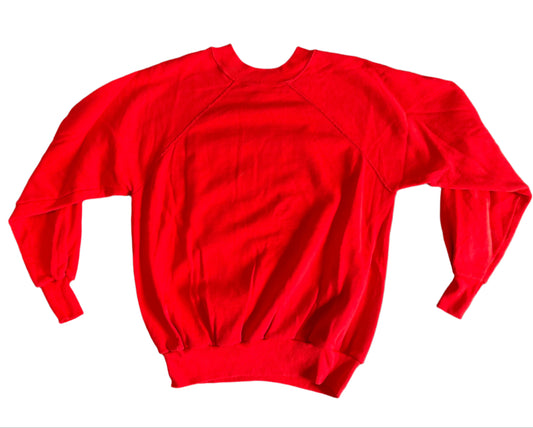 80's ICU Red Blank Crewneck Sweatshirt - Small - 18" x 21"