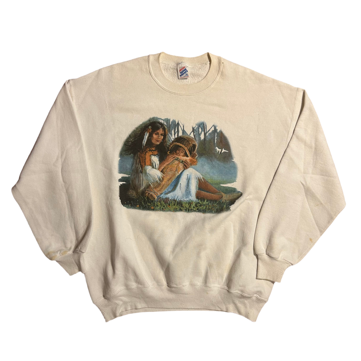 90’s Jerzees Super Sweats Native American Crewneck Sweatshirt - XLarge - 24” x 27”