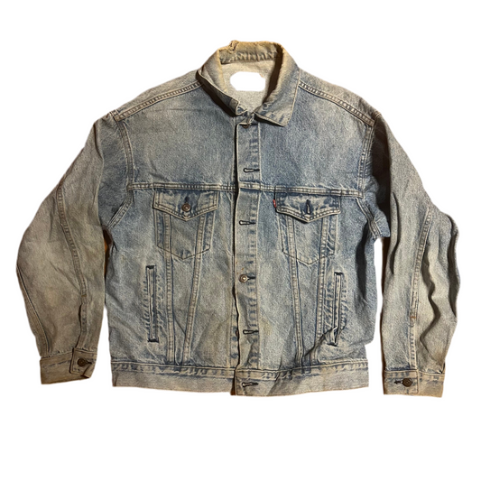 80’s Levi’s Denim Jean Jacket Distressed Coat - Large - 22” x 25”