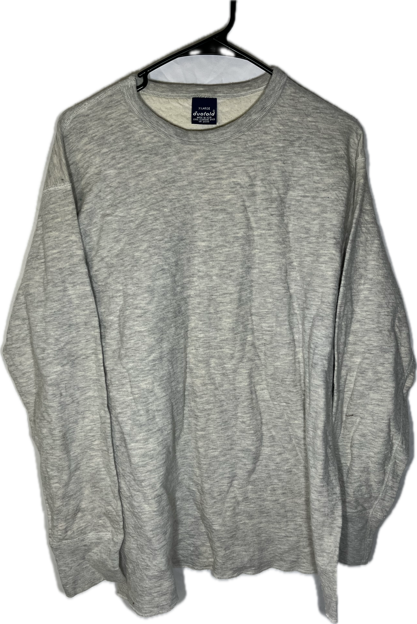 80/90’s Duofold Blank Wool Cotton Grey Crewneck Sweatshirt - Large - 22.5” x 28.5”