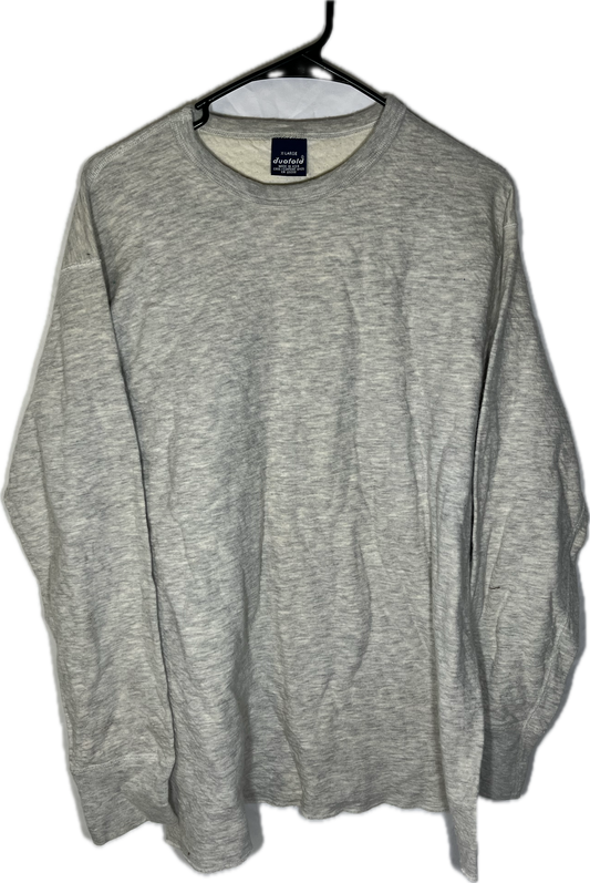 80/90’s Duofold Blank Wool Cotton Grey Crewneck Sweatshirt - Large - 22.5” x 28.5”