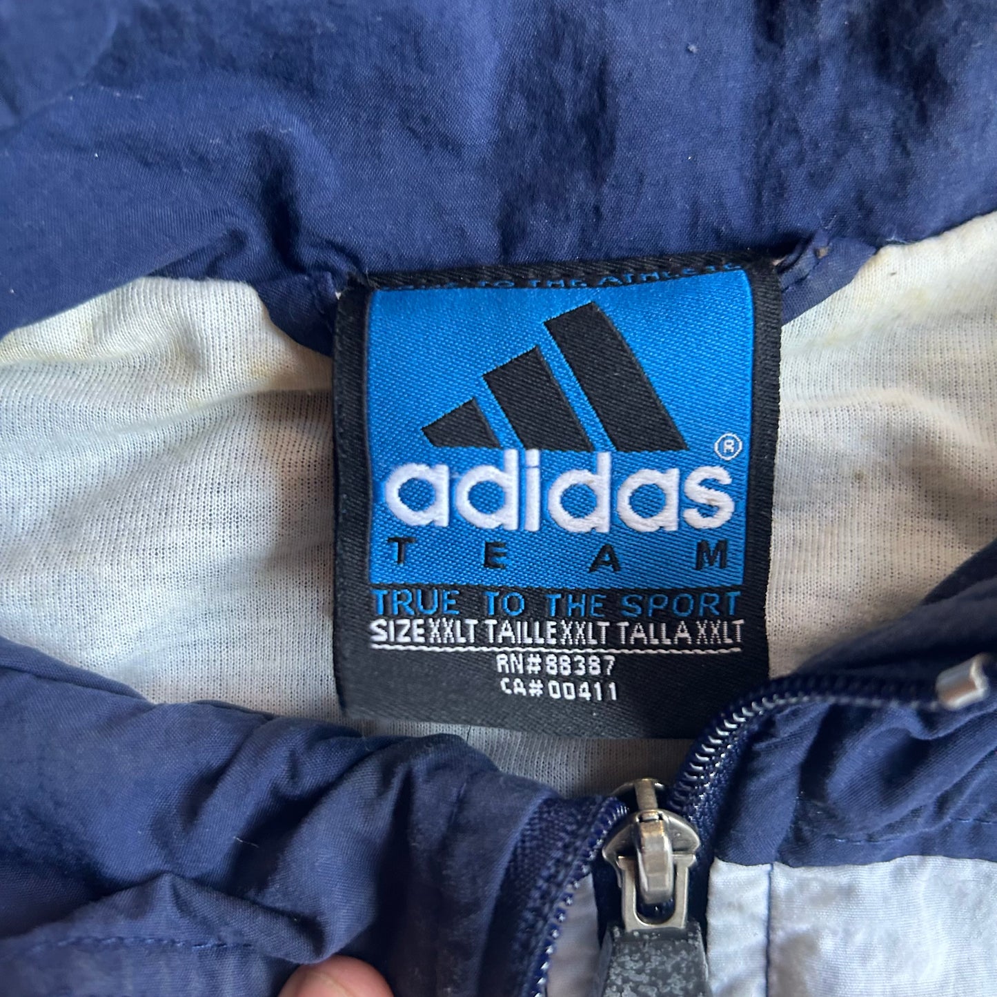 90’s Adidas Striped Zip Up Jacket Coat - XLarge - 26” x 31.5”