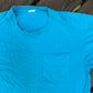 80/90’s Blank Turquoise Pocket Tshirt - Small - 19” x 27”