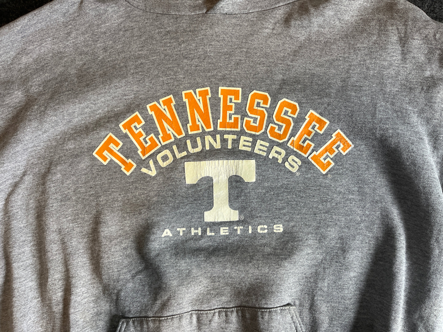 Russell Athletics Tennessee Volunteers Grey College Hooded Hoodie Sweatshirt - Large - 23" x 25"