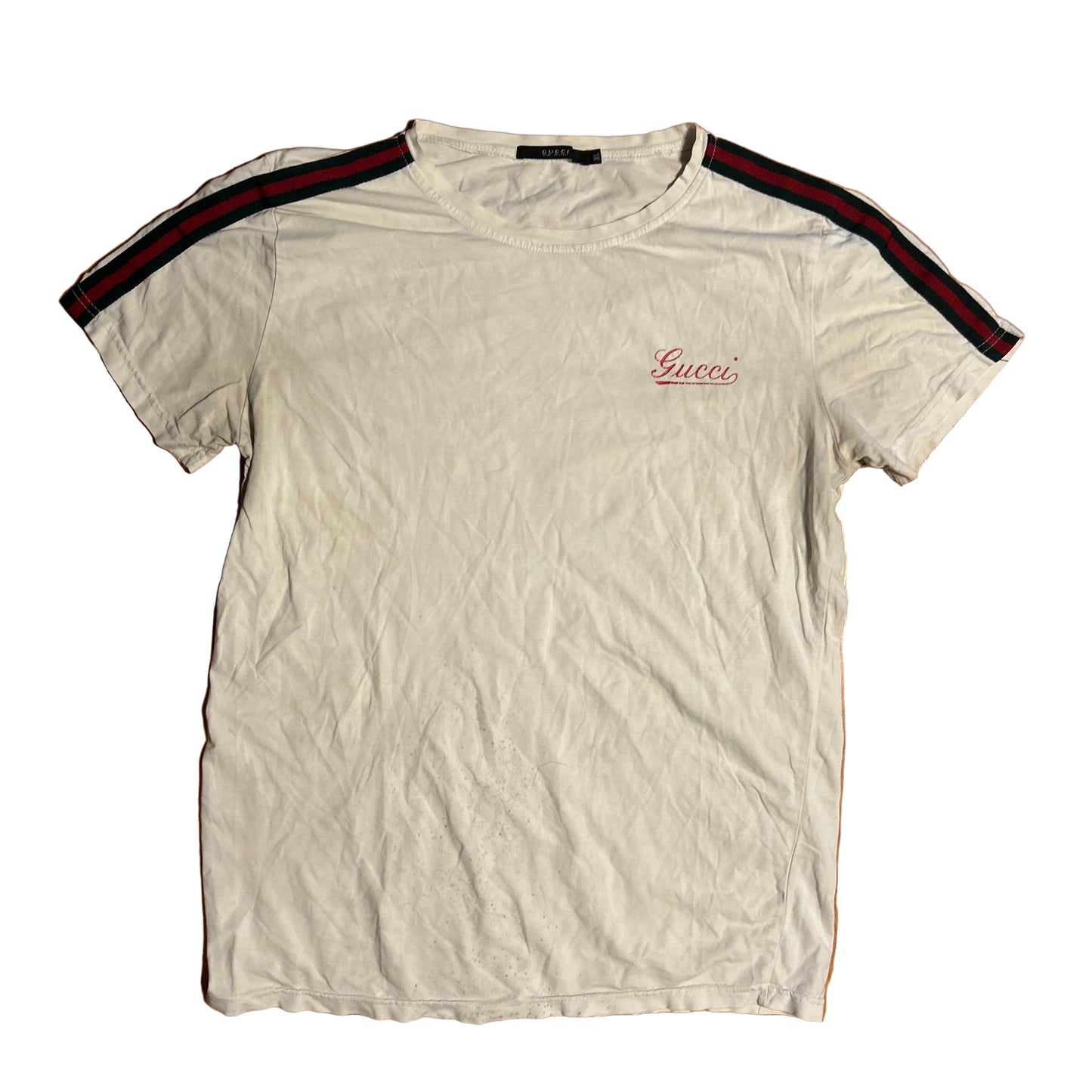 Gucci Made in Italy Striped White Tshirt - Medium - 20” x 27”