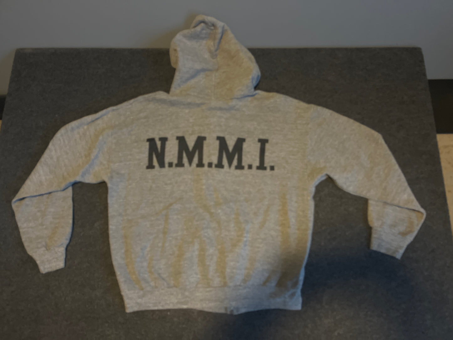 90's Jerzees Russell Athletic NMMI Zip Up Hooded Sweatshirt - Large - 22.5" x 23"