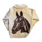 70/80’s Cowichan Zip Up Cardigan Horse Sweater - Medium - 20” x 23”