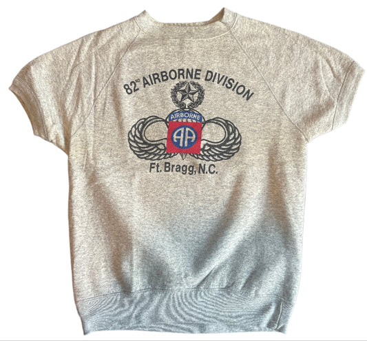 80's Soffee 82nd Airborne Division Fort Bragg NC Short Sleeve Crewneck Sweatshirt - Medium - 21" x 26.5"