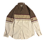 Express Rider Pearl Snap Brown Grey White Western Multicolor Blocked Button Up Down Shirt - XLarge - 24” x 30”